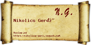 Nikolics Gerő névjegykártya